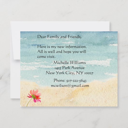 私はパステルエレガントフローラ予算の移動 案内状 (裏面)