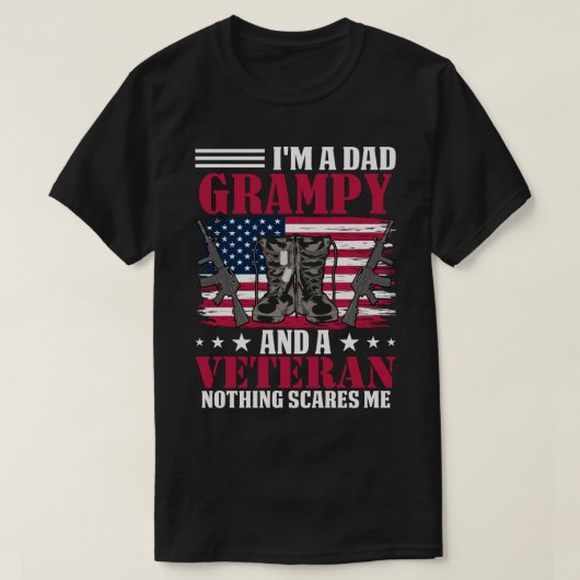 私はパパで退役軍人は怖くない Tシャツ (デザイン正面)