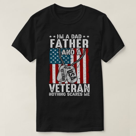 私はパパの父で、何退役軍人も怖くない Tシャツ (デザイン正面)
