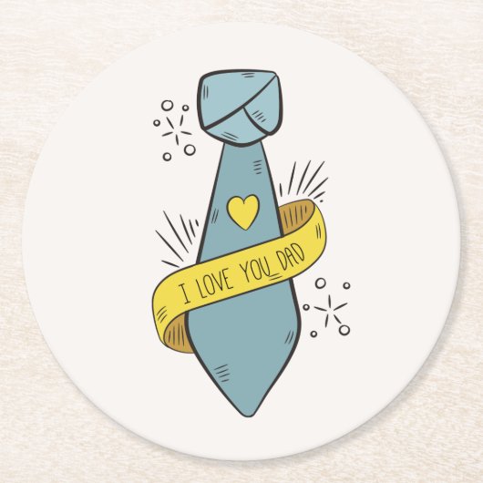 私はパパの父の日|のコースター愛します ラウンドペーパーコースター (正面)