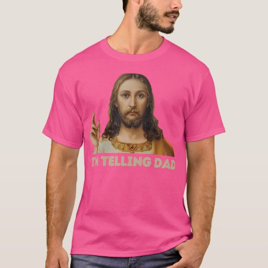 私はパパ教おもしろい信者イエスに言っている Tシャツ (正面)