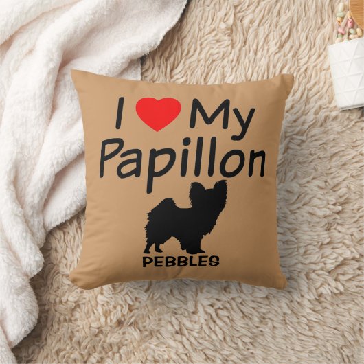 私はパピヨンの犬の枕が大好き クッション (ブランケット)