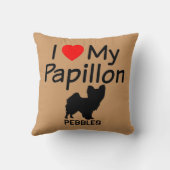 私はパピヨンの犬の枕が大好き クッション (裏面)
