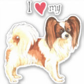 私はパピロン·ビニール·ステッカーが大好き シール (正面)