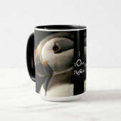私はパフィンバードワイルドライフ誕生日コーヒーマグ大好き マグカップ (正面左)