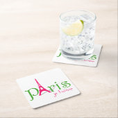 私はパリが大好きだ スクエアペーパーコースター (インサイチュ)
