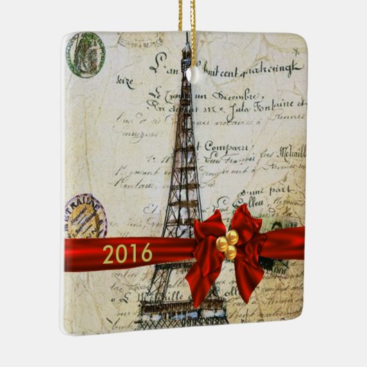 私はパリのクリスマスのオーナメントのカスタムな上品2016年を愛します セラミックオーナメント (右)