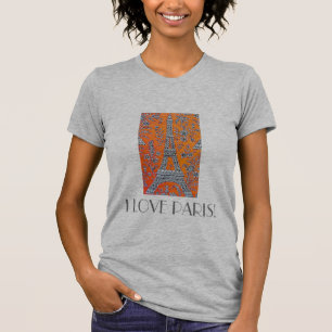 私はパリのヴィンテージ旅行Tシャツを愛します Tシャツ