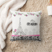 私はパリの枕白いピンクの黒いバラを愛します クッション (ブランケット)
