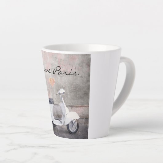 私はパリホワイトモータースクーターが大好き カフェラテマグ (右アングル)