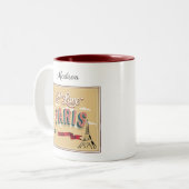 私はパリヴィンテージ旅行のポスターが大好き ツートーンマグカップ (正面左)