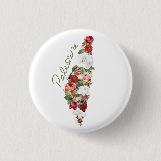 私はパレスチナが大好き故郷パレスチナの地図 缶バッジ (正面)