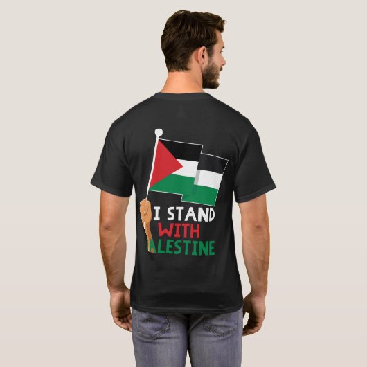 私はパレスチナ国旗を掲げている Tシャツ (裏面フル)