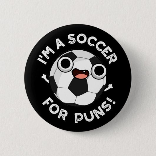 私はパンスポーツプンダークおもしろいBGのサッカーだ 缶バッジ (正面)