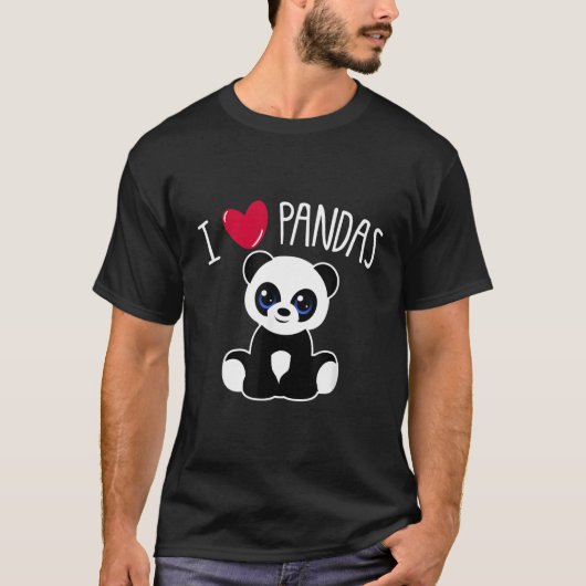 私はパンドラ(PANDAS)パンダ引用文Heが大好き Tシャツ (正面)