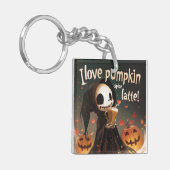 私はパンプキンスパイスラテデジタルアートが大好き キーホルダー (正面左)