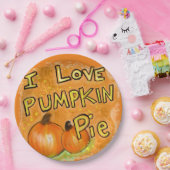 '私はパンプキンパイグラフィックが大好きクラシック ペーパープレート (パーティー)