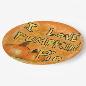 '私はパンプキンパイグラフィックが大好きクラシック ペーパープレート (アングル)