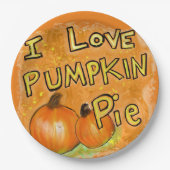 '私はパンプキンパイグラフィックが大好きクラシック ペーパープレート (正面)