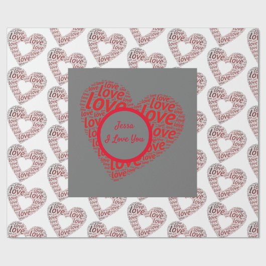 私はパーソナライズされたあなたを赤いハート ラッピングペーパー (フラット)