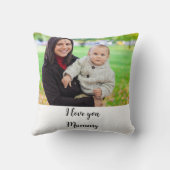 私はパーソナライズされたママの写真が大好き クッション (裏面)