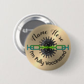私はパーソナライズされた完全に予防接種ピンボタンバッジ 缶バッジ (正面&裏面)