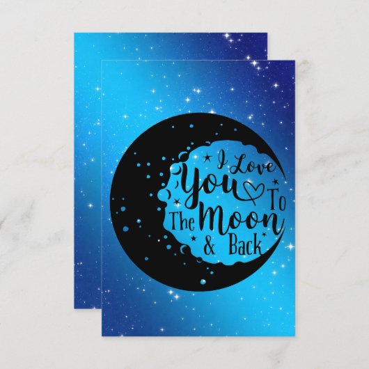 私はパーソナライズされた月とバックカードにあなたを愛している サンキューカード (正面/裏面)