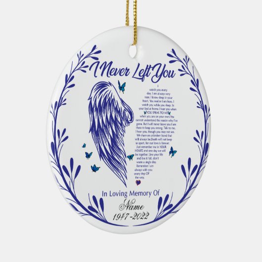 私はパーソナライズされた決して離れよ、エンジェル・ウィングス・メモリア セラミックオーナメント (右)