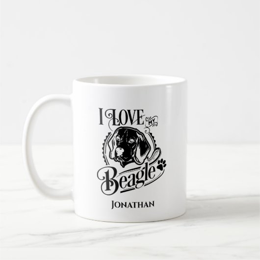 私はパーソナライズされた自分のビーグルが大好き コーヒーマグカップ (左)
