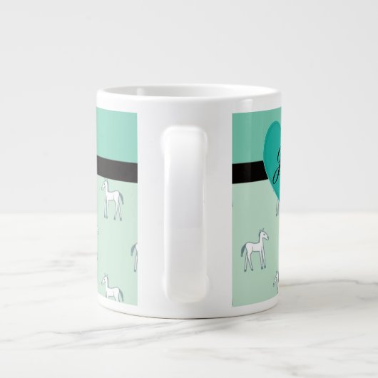 私はパーソナライズされた馬マグテンプレートを愛する ジャンボコーヒーマグカップ (裏面)