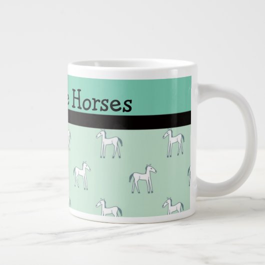 私はパーソナライズされた馬マグテンプレートを愛する ジャンボコーヒーマグカップ (右)