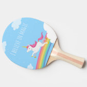 私はパーソナライズな魔法のユニコーンの虹で信じます 卓球ラケット (横)
