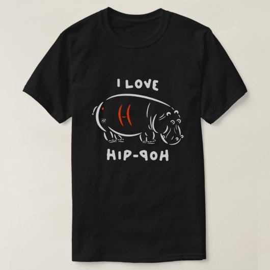 私はヒップホップ(とカバ)が大好き! Tシャツ (デザイン正面)