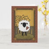 私はヒツジ場面愛します カード (黄色い花)