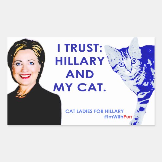 私はヒラリーと私の猫ステッカーを信頼している。#ImWithPurr 長方形シール (正面)