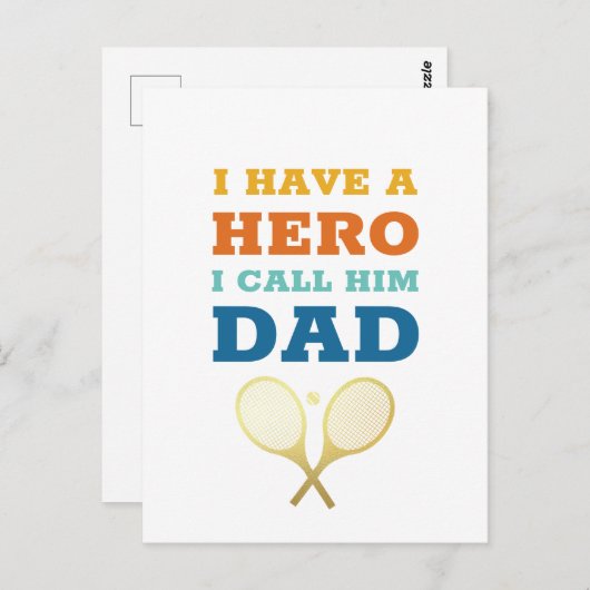 私はヒーローパパを持っている – テニス父の日 ポストカード (正面/裏面)
