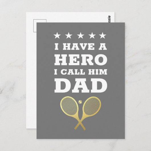 私はヒーローパパを持っている – テニス父の日 ポストカード (正面/裏面)