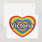 私はビクトリアが大好き。私はビクトリアを愛している。ハート ポストカード (正面/裏面)