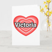 私はビクトリアを愛します。 私はビクトリア愛します。 ハート カード (黄色い花)
