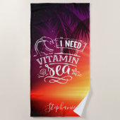 私はビタミンの海がおもしろい可愛い ビーチタオル (正面)