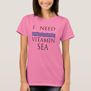 私はビタミンの海のおもしろいな夏のビーチの上のデザインを必要としま Tシャツ