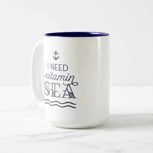 私はビタミンの海15ozの海軍によって2ある調子を与えられるマグを必要とします ツートーンマグカップ (正面左)