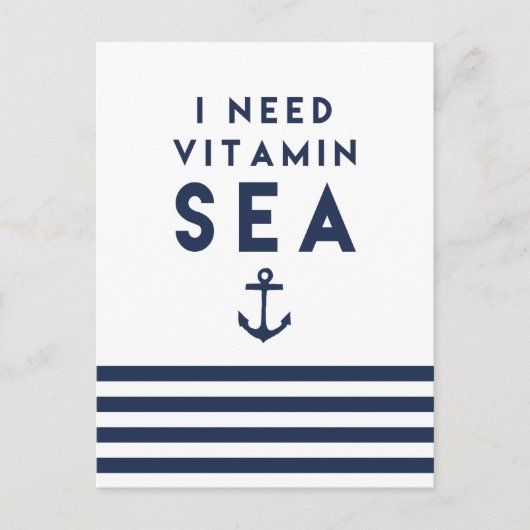 私はビタミン海の海軍と白い航海のストライプ ポストカード (正面)