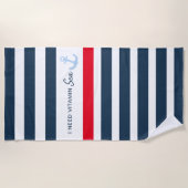 私はビタミン海の航海のいかりが必要 ビーチタオル (正面)