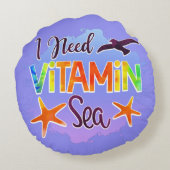 私はビタミン海海ビーチおもしろい引用文ことわざ ラウンドクッション (裏面)