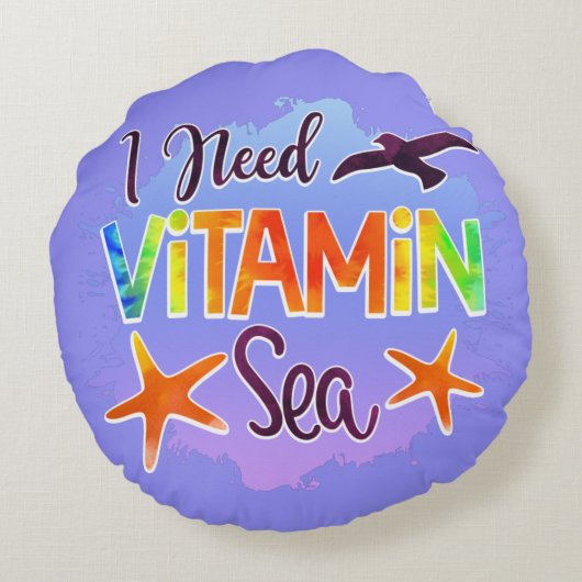 私はビタミン海海ビーチおもしろい引用文ことわざ ラウンドクッション (裏面)