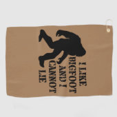 私はビッグフットが好きで嘘をつけない ゴルフタオル (横)