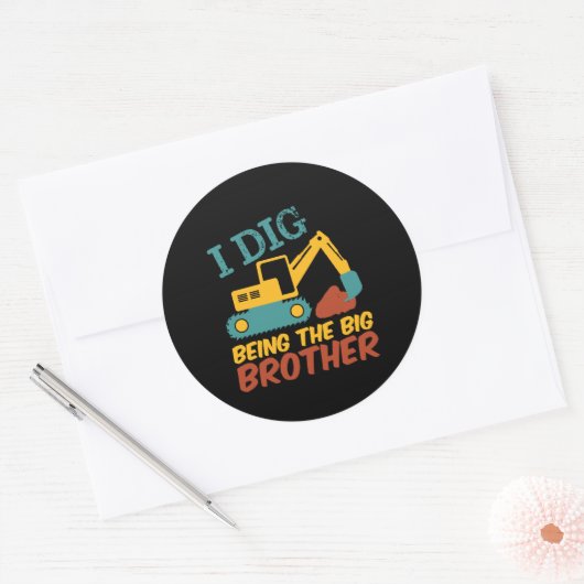 私はビッグブラザートラクター掘削機の漫画されている掘る ラウンドシール (封筒)