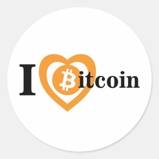 私はビットコインのステッカーが大好き ラウンドシール (正面)