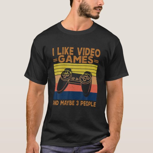 私はビデオゲームが好きで、おそらく3人のコントローラーV Tシャツ (正面)